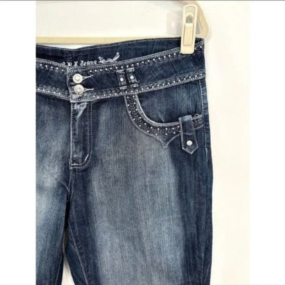 BB Jeans Blue Straight Leg  Jeans - Crystal Embellished - Size 18